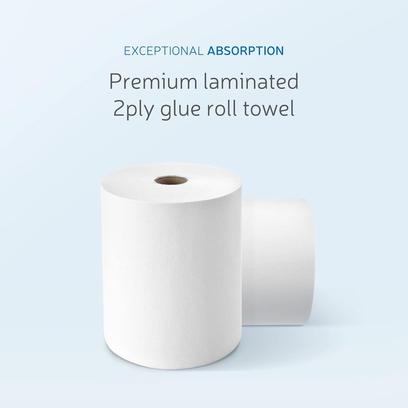 EZPULL EZbrnd Premium Soft 2ply+ Hardwound Hand Towel Roll, FSC certified, 600 ft x 6 rolls, Universal 8" x 1.5" core, P2H600 - Image 2